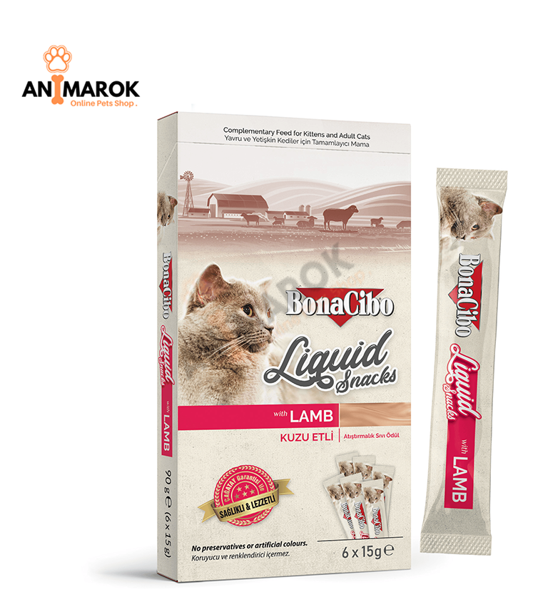 Bonacibo Snack Liquide à l'Agneau pour Chats et Chatons – Friandise Crémeuse Premium