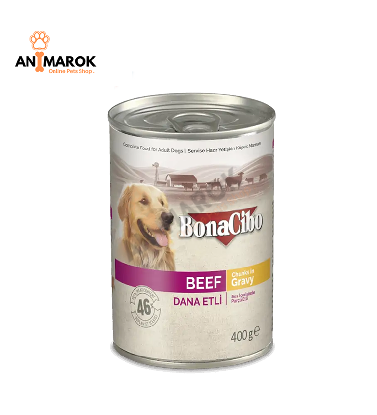 Bonacibo Morceaux en Sauce pour Chiens Adultes Boeuf – Alimentation Complète et Savoureuse