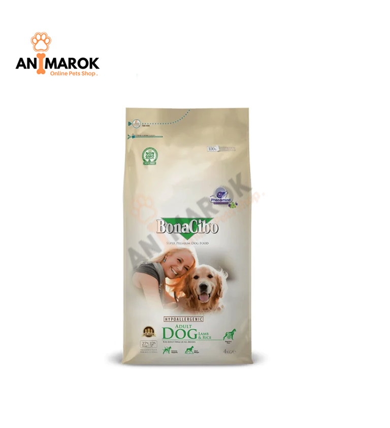 Bonacibo Croquettes Hypoallergéniques pour Chiens Adultes à l'Agneau & Riz
