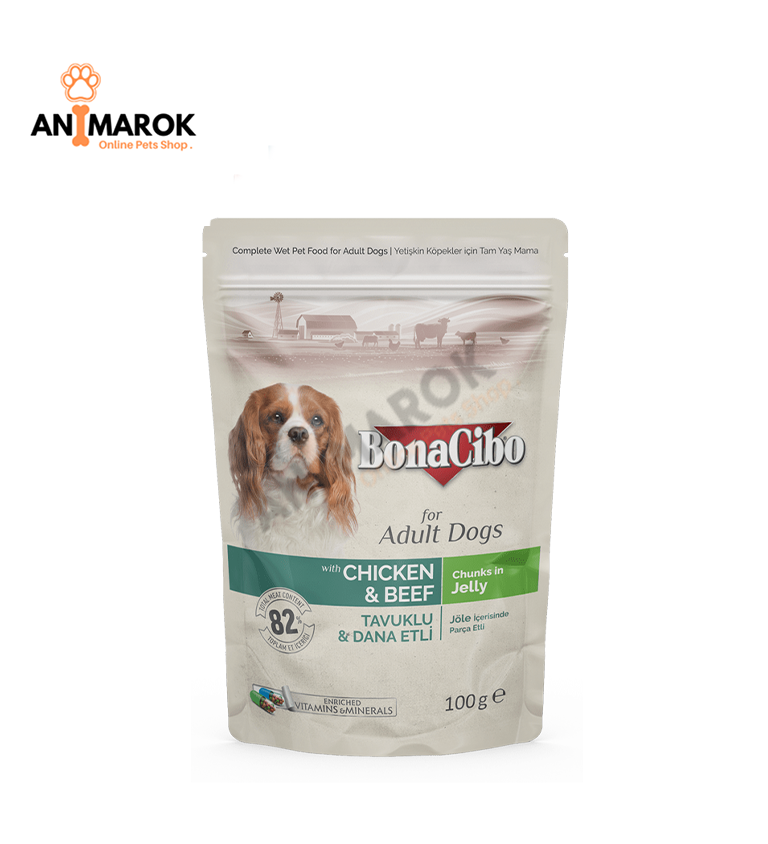 Bonacibo Morceaux en Gelée pour Chien Adulte au Poulet et au Bœuf